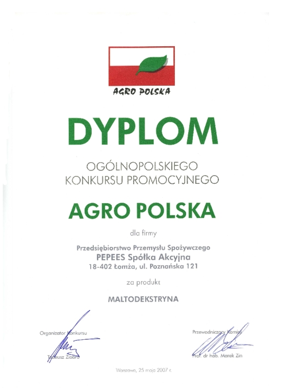 AGRO POLSKA dyplom 2007